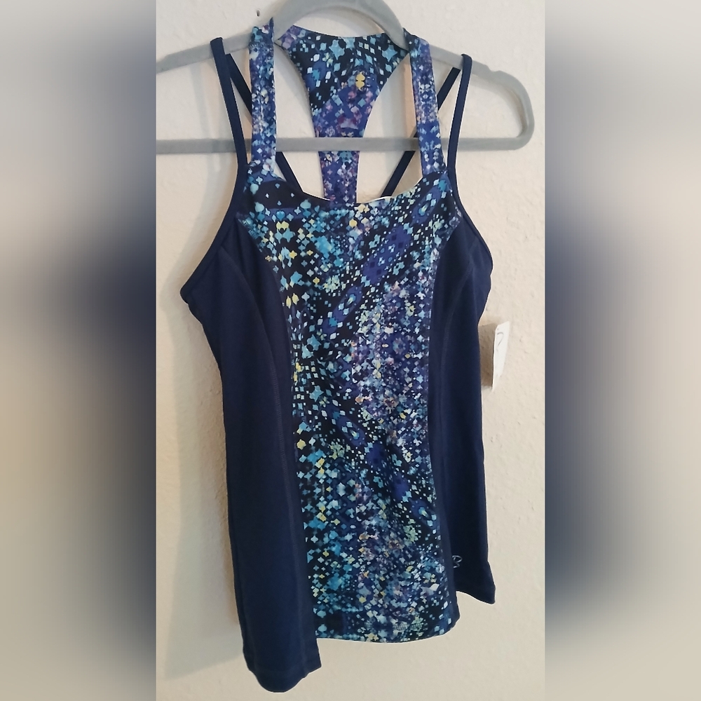 Sofi Bella Women's Blue Floral Yoga Athletic Tank Top